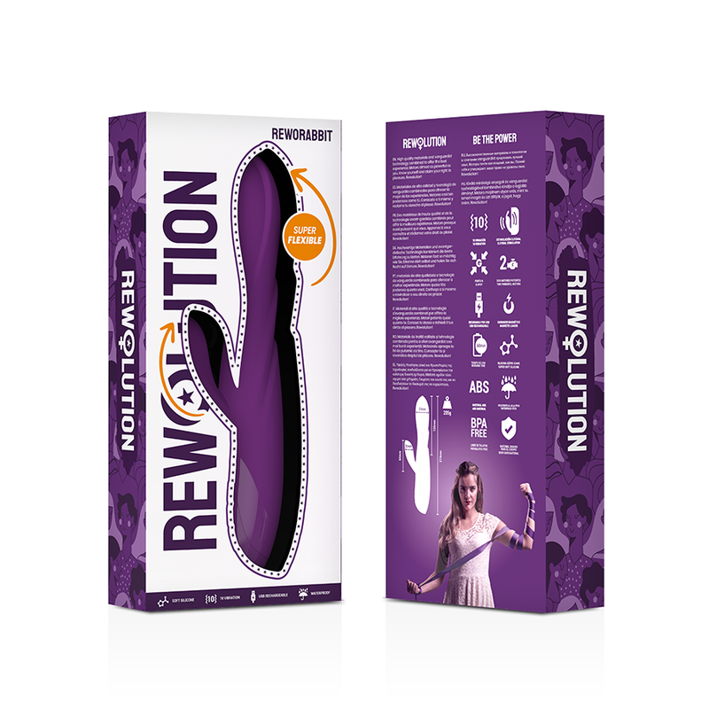 Vibrator Rabbit, Rewolution - Reworabbit Flexible, Dual Action cu 2 Motoare, 21 x 3.3 x 3.3 CM