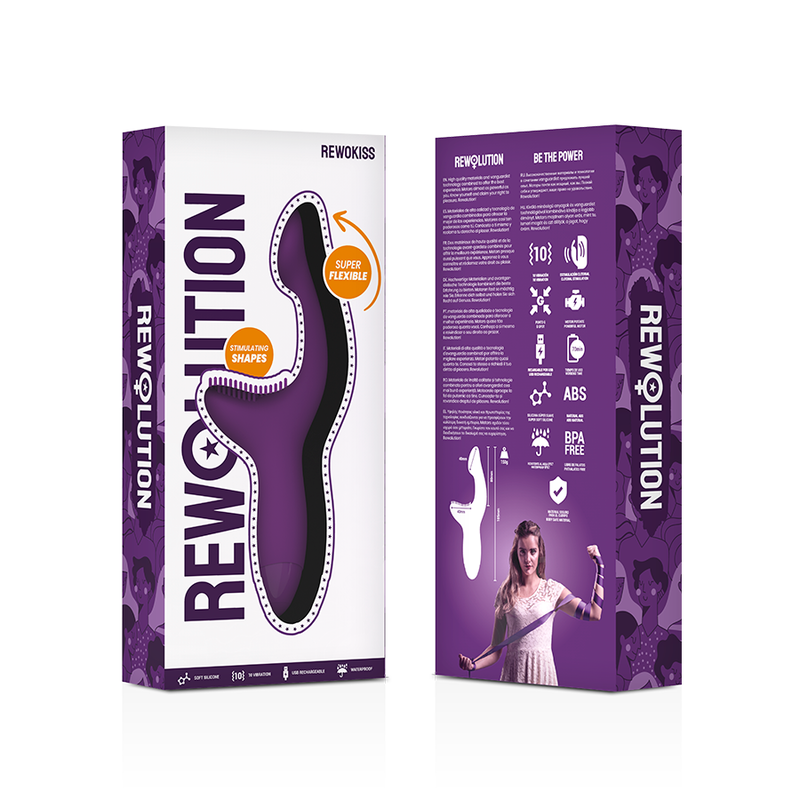 Vibrator Dual, Rewolution - Rewokiss, Stimulare A-Spot si Clitorisa, 18.5 x 7.5 x 4.0 CM