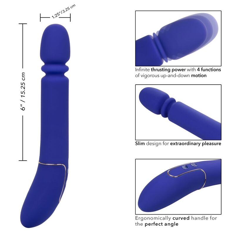 Vibrator, CalExotics - Shameless Slim Thumper, 850 Miscari pe Minut, Albastru