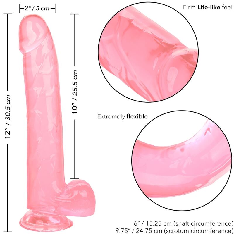 Dildo, Calexotics - Size Queen, Baza cu Ventuza, 25.5 CM Roz