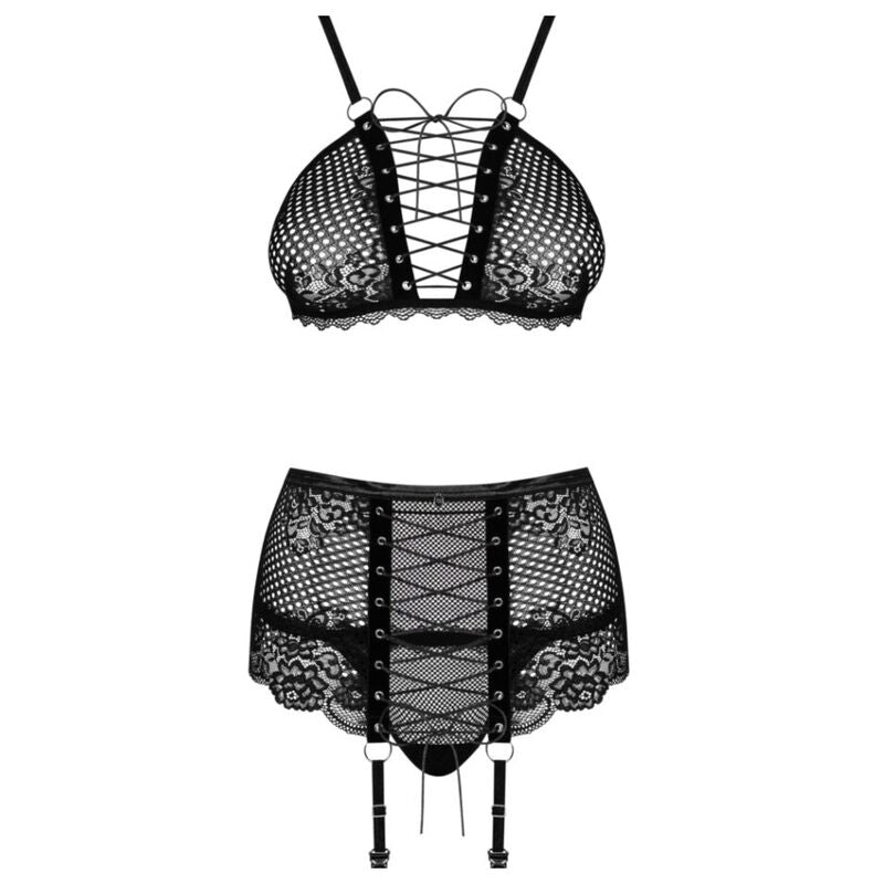 Set Trei Piese, Obsessive - Basitta, Sireturi Tip Corset, S/M Negru