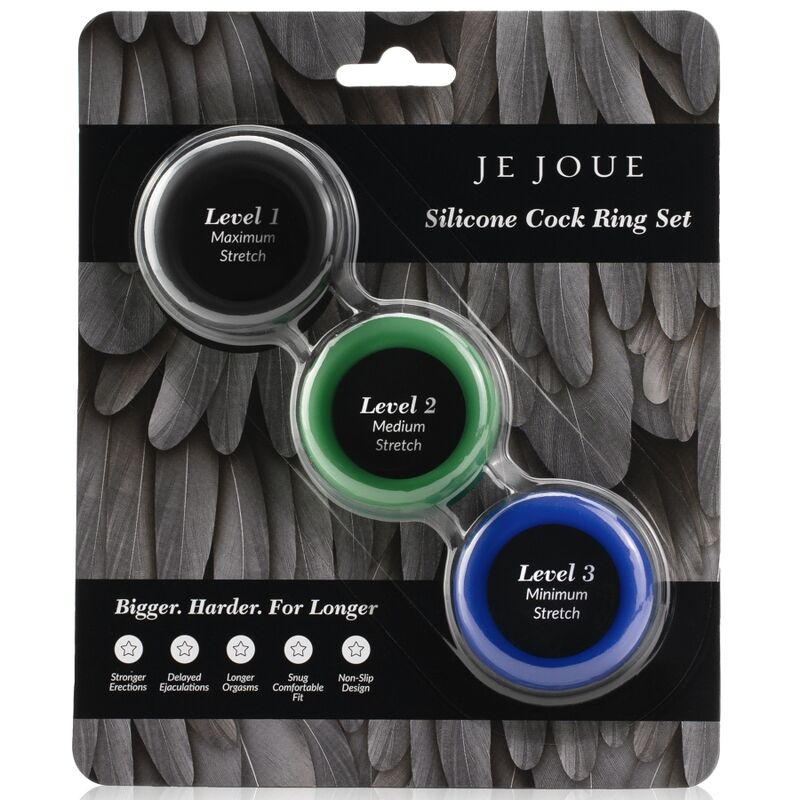 Set 3 Inele pentru Penis, Je Joue, Silicon, Albastru Verde Negru