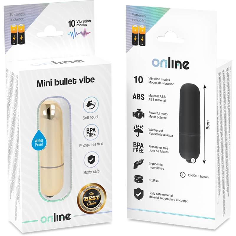 Vibrator Bullet, Online - Mini Bullet Vibe, 10 Moduri de Vibratie, Golden