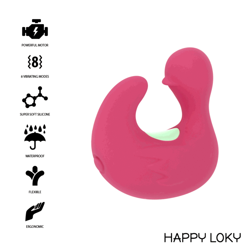 Stimulator Deget, Happy Loky - Duckymania, Reincarcabil din Silicon Medical, 4.5 x 4.1 x 2.0 CM