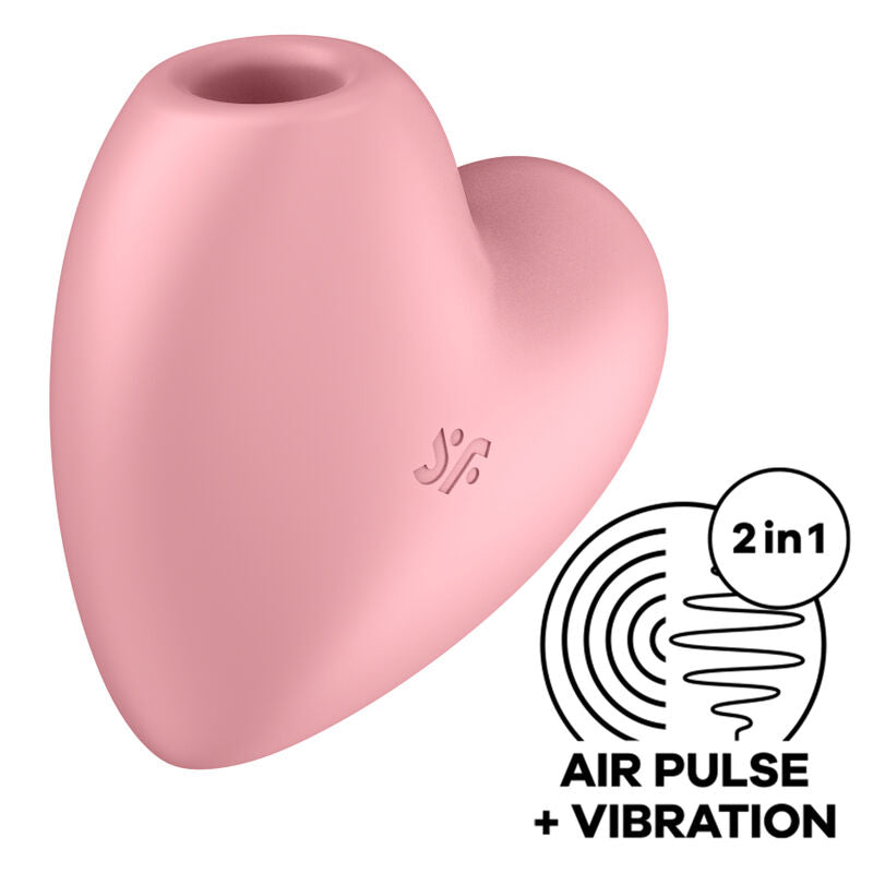 Stimulator Aer, Satisfyer - Cutie Heart, 2 Motoare Controlabile Separat, Albastru