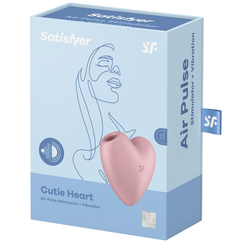 Stimulator Aer, Satisfyer - Cutie Heart, 2 Motoare Controlabile Separat, Albastru
