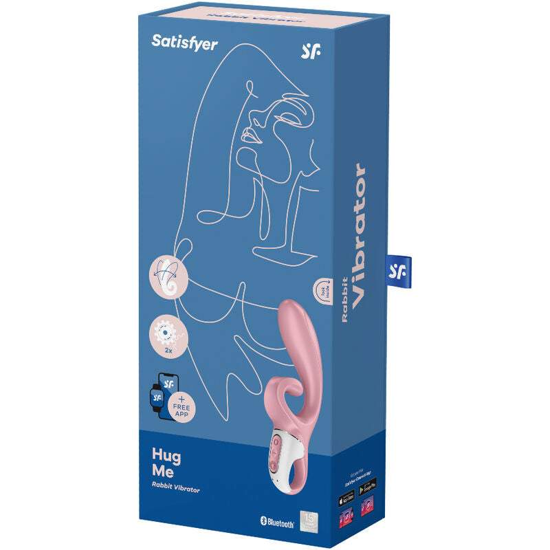 Vibrator Rabbit, Satisfyer - Hug Me App, Control prin Aplicatie, Roz