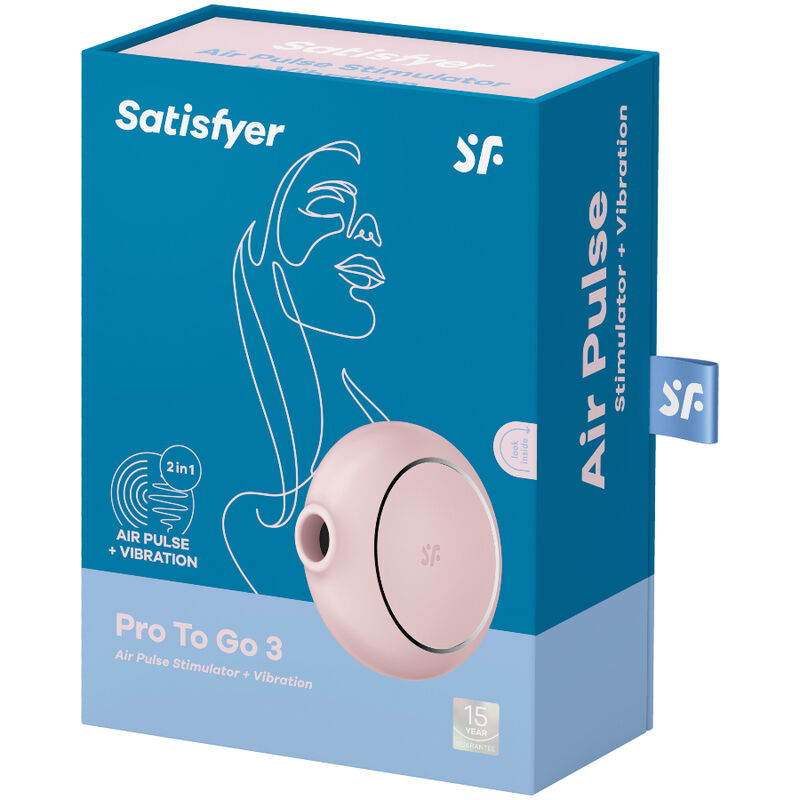 Stimulator cu Aer Pulsatoriu Dublu si Vibrator, Satisfyer - Pro To Go 3, 2 Motoare Controlabile Separat, Negru