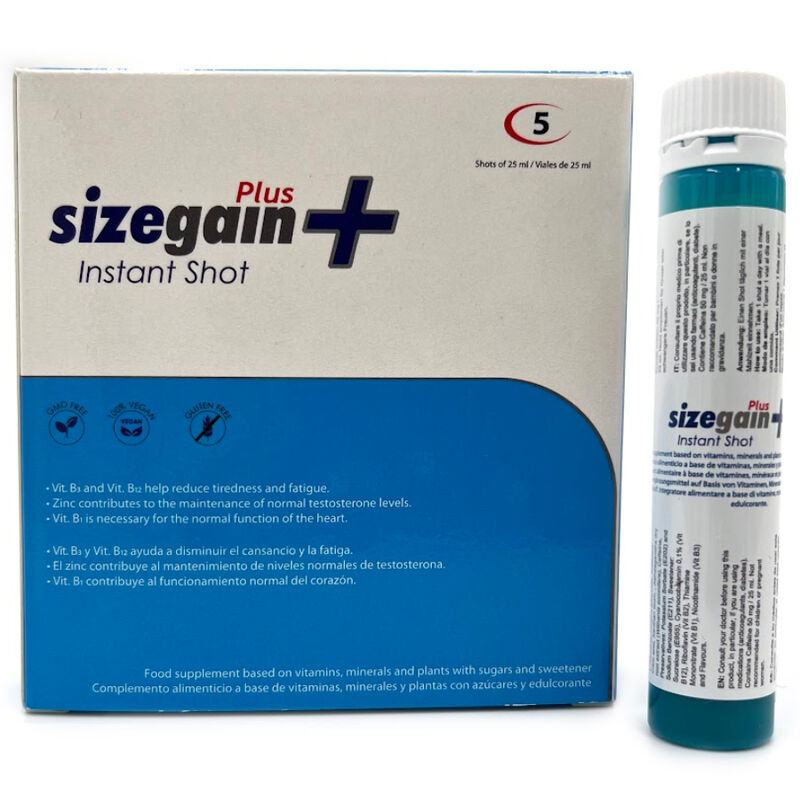 Energizant Barbati, 500 Cosmetics - Sizegain Plus Instant Shot, Crestere Libido si Potenta, 5 Bucati
