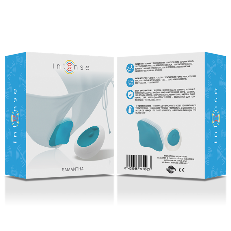 Chiloti Vibratori cu Telecomanda, Intense - Samantha, 2 Motoare, Albastru