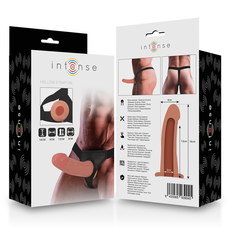 Ham cu Dildo, Intense - Hollow Harness, Marime Universala, 16 x 3 CM