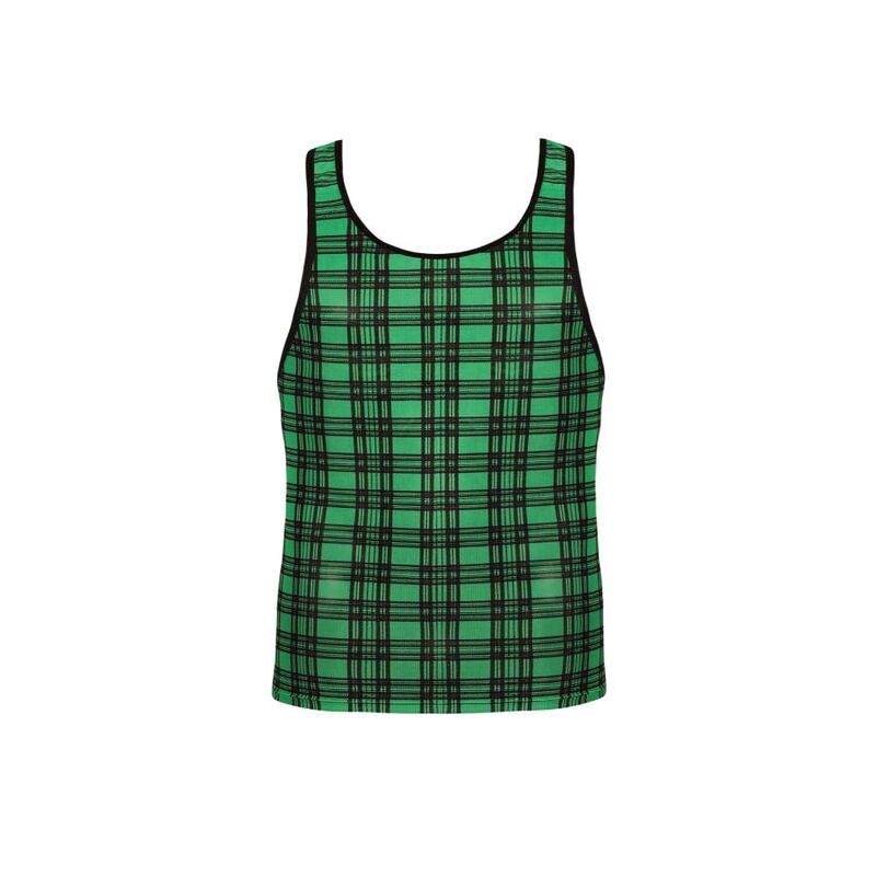 Top Barbati, Anais Men - Magic, Lycra Moale cu Model in Carouri Verzi si Negre, S