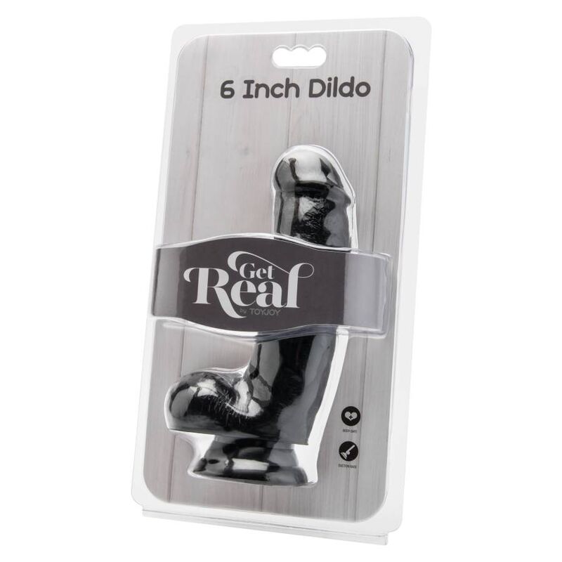 Dildo, Get Real, cu Testicule, 12 CM Negru