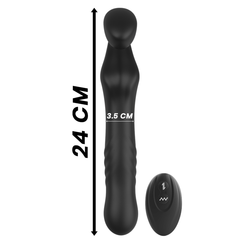 Vibrator Strap On, Ibiza - Strapples, cu Telecomanda, Negru/Auriu