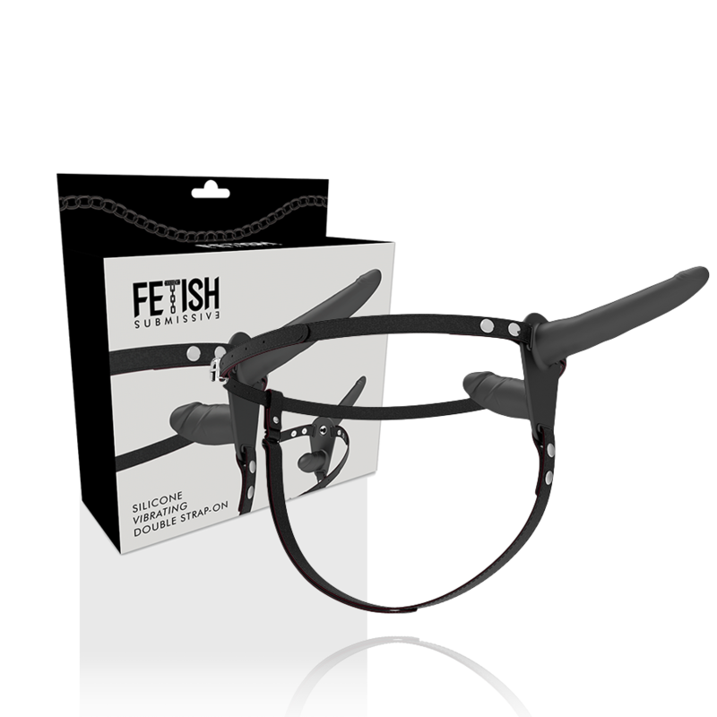 Ham pentru Penetrare Dubla cu Vibrator, Fetish Submissive, 10 Moduri de Vibratie, Negru Marime Unica