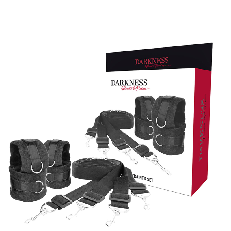 Set Legaturi pentru Pat, Darkness - Bed Ties Set, Mansete Detasabile din Neopren cu Eliberare Rapida
