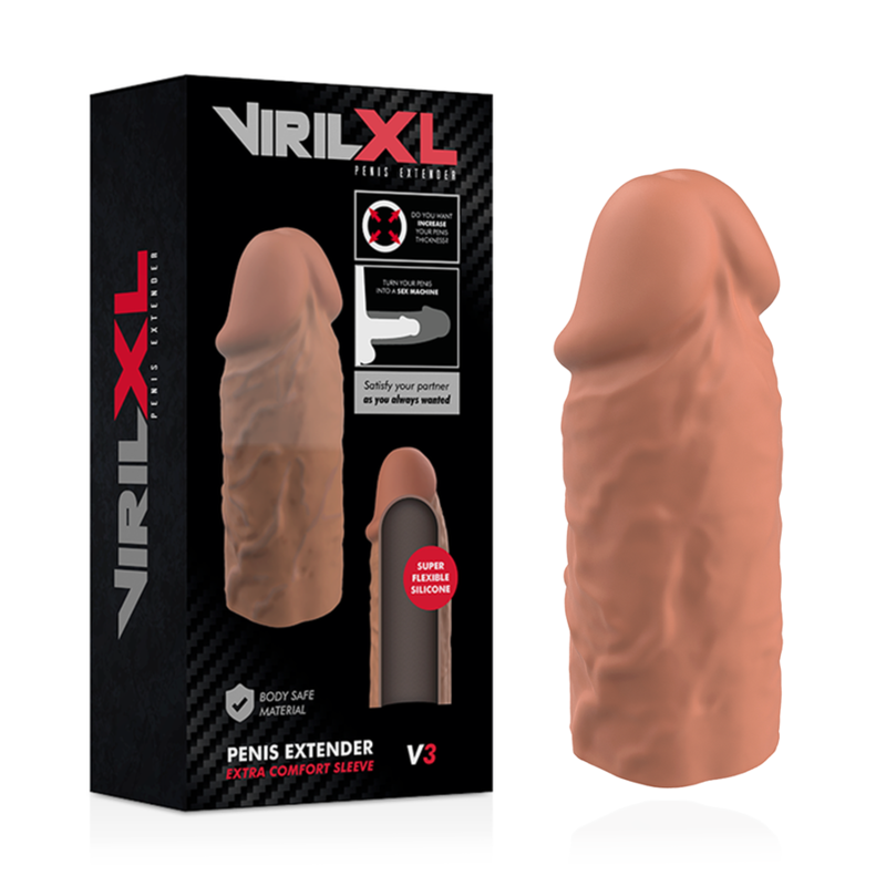 Extensie Penis, VirilXL - Liquid Silicone V3, 100% Silicon Medical, Maro