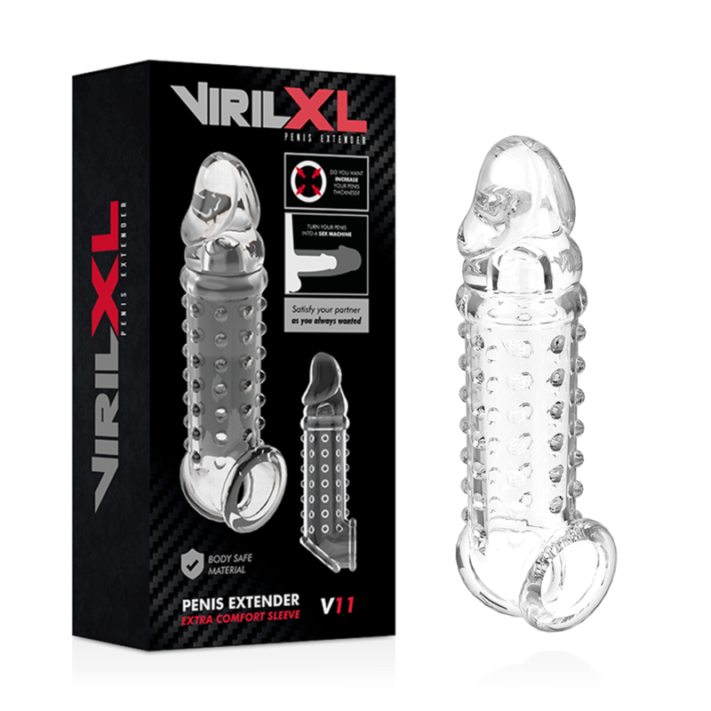 Extensie Penis, VirilXL - Sheath V11, Texturat, Transparent