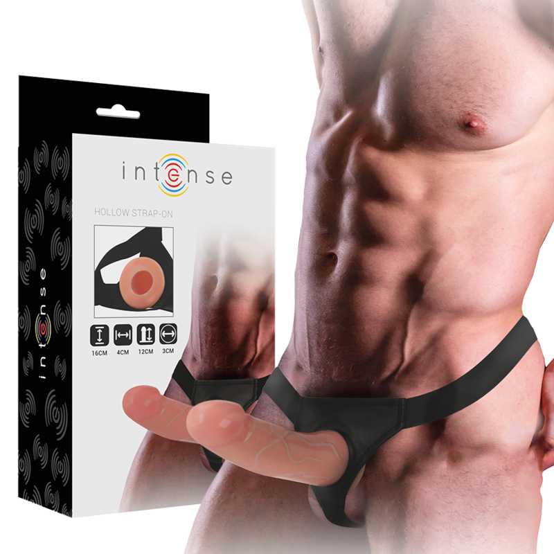 Ham cu Dildo, Intense - Hollow Harness, Marime Universala, 16 x 3 CM