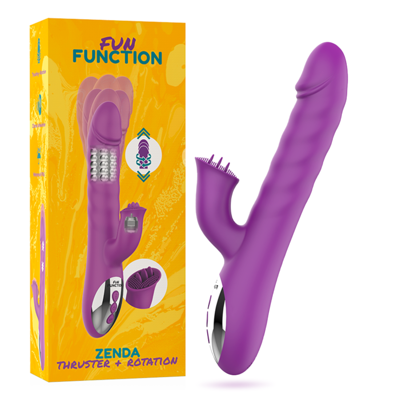 Vibrator Iepuras, Fun Function - Zenda, Thruster & Rotation, 24.5 CM x 3.5 CM