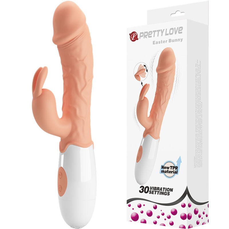 Vibrator Rabbit, Pretty Love - Easter Bunny, cu Stimulator Clitoris si 30 de Moduri de Vibratie, Nud