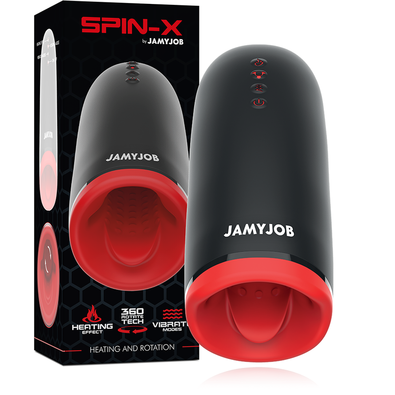 Masturbator, Jamyjob - Spin-X, Incalzire si Rotatie, Negru/Rosu