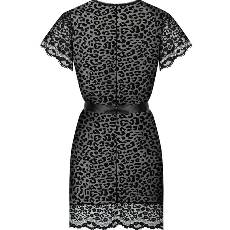 Camasa de noapte, Obsessive - Giully, Imprimeu Leopard, S/M Negru
