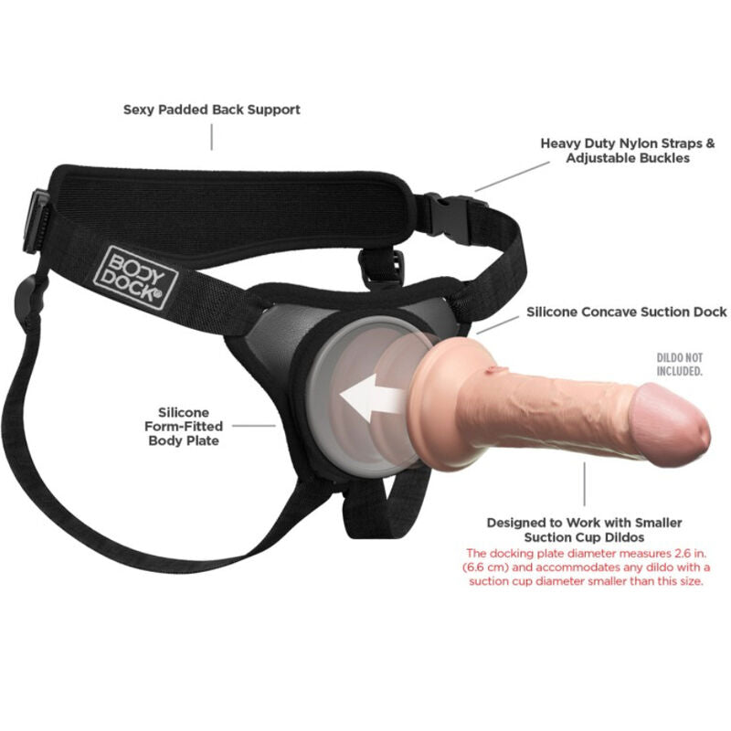 Ham pentru Strap On, Pipedreams - Body Dock Elite Mini, Sistem de Fixare cu Ventuza