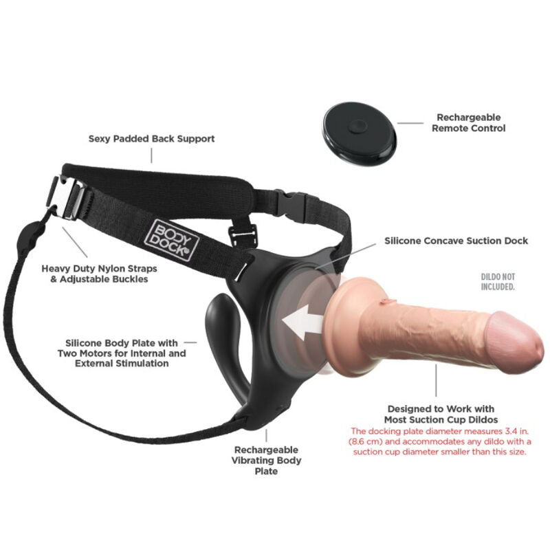 Ham Strap On, Pipedream - Body Dock G-Spot Pro, Vibratii cu 2 Motoare si Telecomanda Reincarcabila