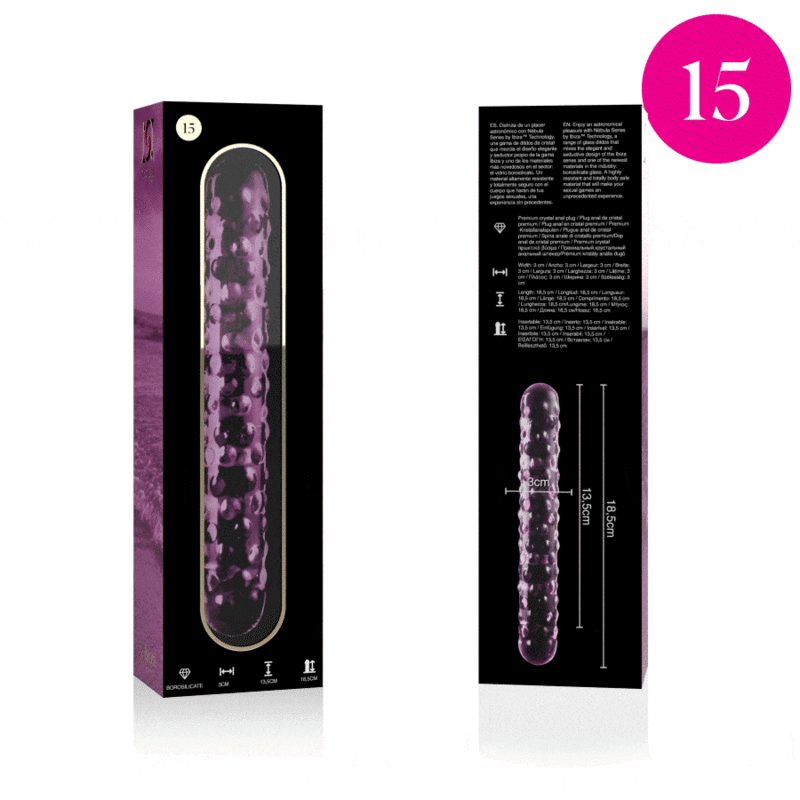 Dildo, Ibiza - Nebula Series Model 15, Sticla Borosilicata, 18.5 CM D - 3 CM Transparent