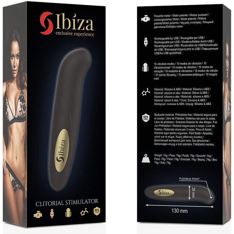 Stimulator Clitoris, Ibiza, 10 Moduri de Vibratii, Auriu 13 X 2,9 CM