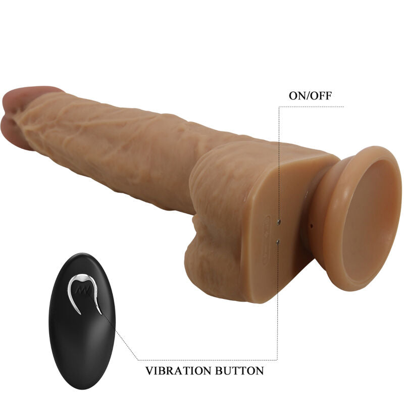 Dildo, Pretty Love - Jonathan, Vibratii si Impingere cu Telecomanda, 21 CM Maro