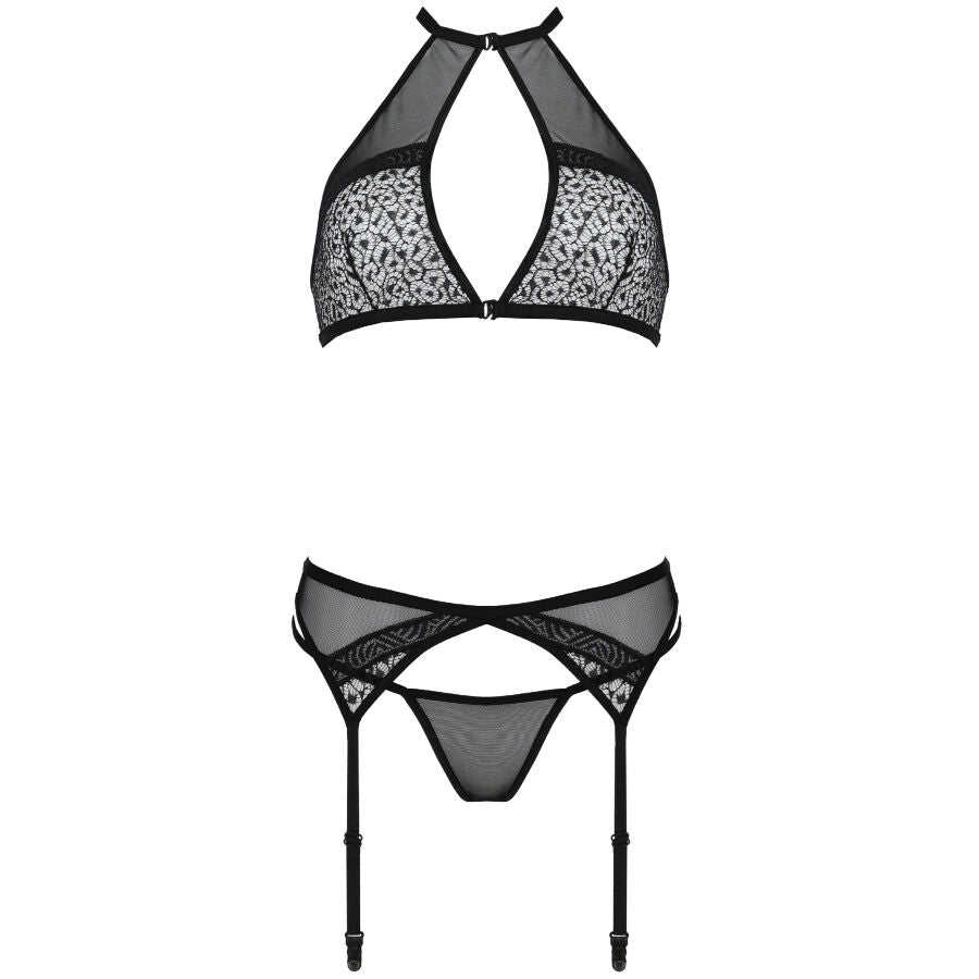 Set Erotic, Passion - Satara Line, cu Portjartier, S/M Negru
