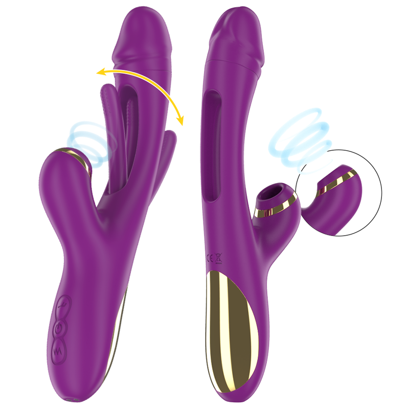 Vibrator Multifunctional, Intense - Ateneo, Reincarcabil 7 Vibratii cu Miscare de Leganare si Suctiune, Mov