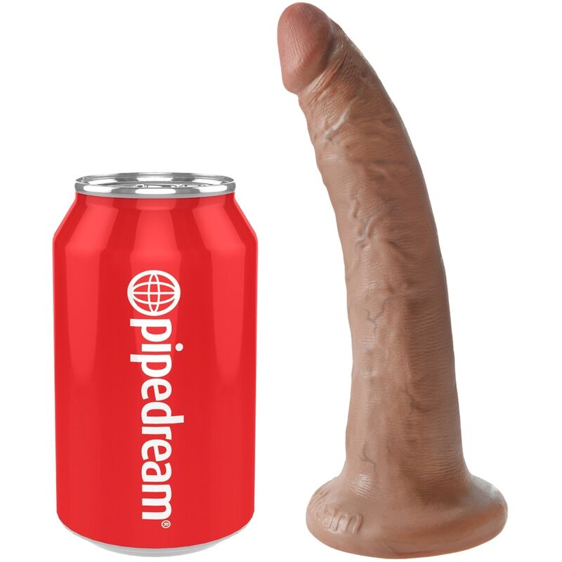 Dildo, King Cock - Realistic Penis, Baza cu Ventuza, 17.5 CM Caramel