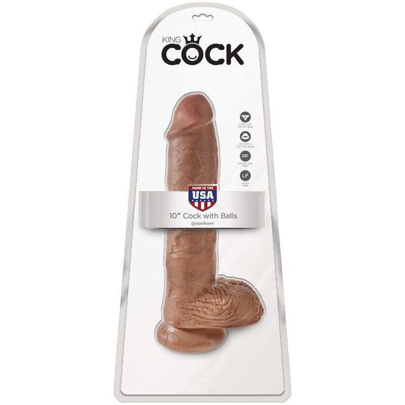 Dildo Realistic, King Cock, cu Testicule, 19.8 CM Caramel