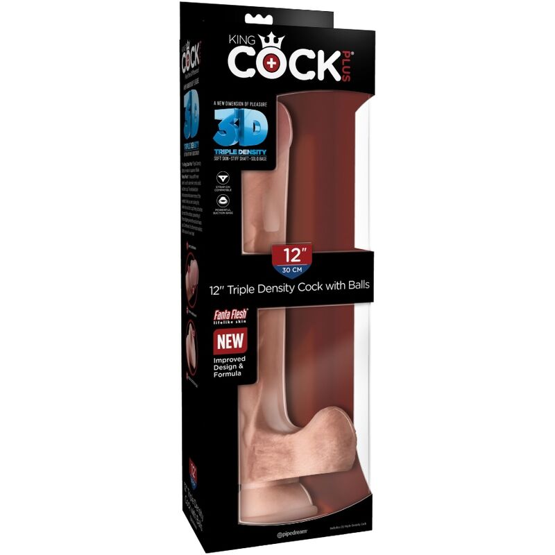Dildo, King Cock - Realistic Penis cu Testicule 3D, Triple Density, 24.8 CM Light