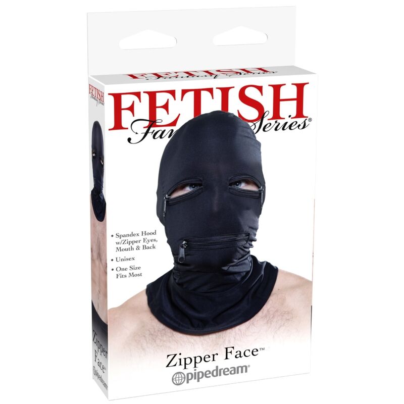 Gluga BDSM, Fetish Fantasy Series - Hood With Zippers, Marime Unica, Negru