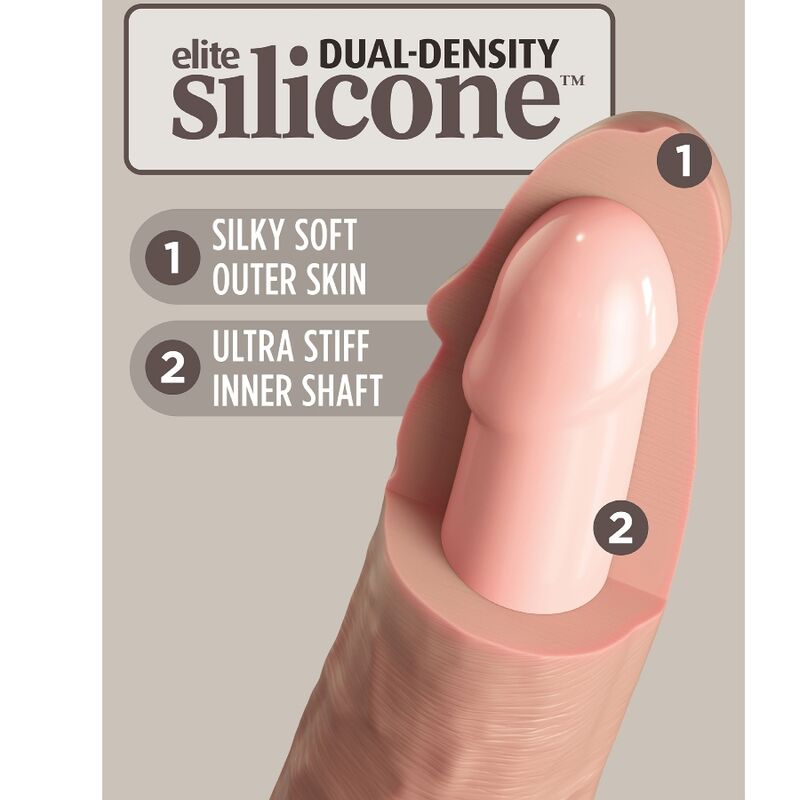 Dildo, King Cock - Elite Realistic Silicon, Densitate Dubla cu Ventuza, 23 CM
