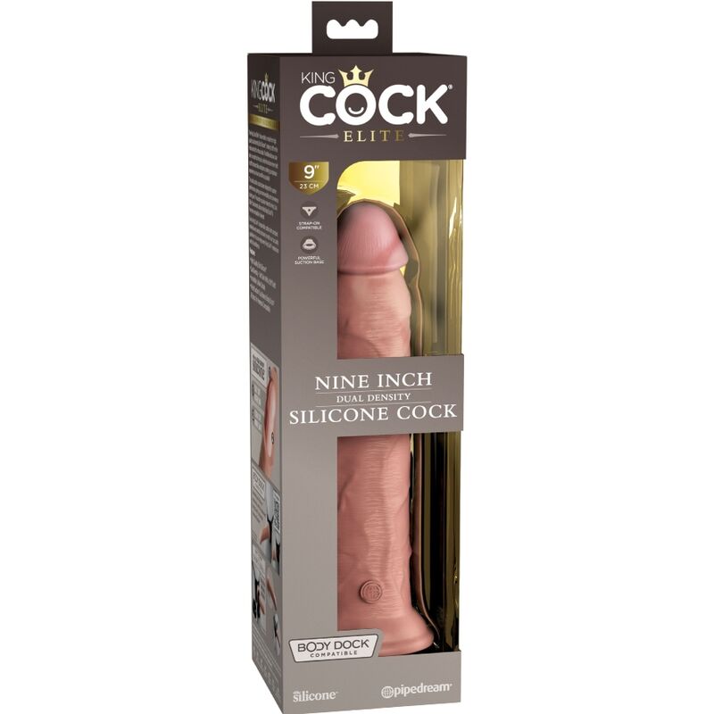Dildo, King Cock - Elite Realistic Silicon, Densitate Dubla cu Ventuza, 23 CM