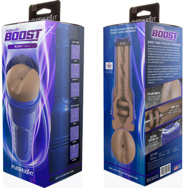 Masturbator, Fleshlight - Boost Ano Blast, Anal cu Turbo Tech, Albastru Metalic