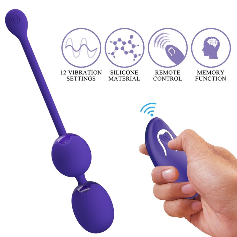 Bile Kegel cu Telecomanda, Pretty Love - Willie Youth, 12 Functii de Vibratie, Mov