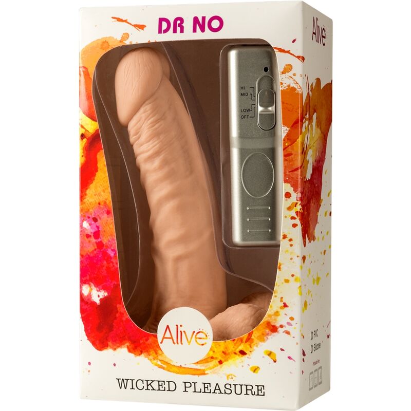 Vibrator Realistic, Alive - Dr. No, Baza cu Ventuza, 18 CM, Nud