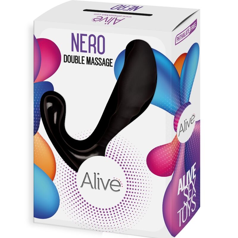 Vibrator Dublu Anal si Prostata, Alive - Nero, Rezistent la Apa IPX8, Lungime 7 CM / D - 2,2 CM / Negru