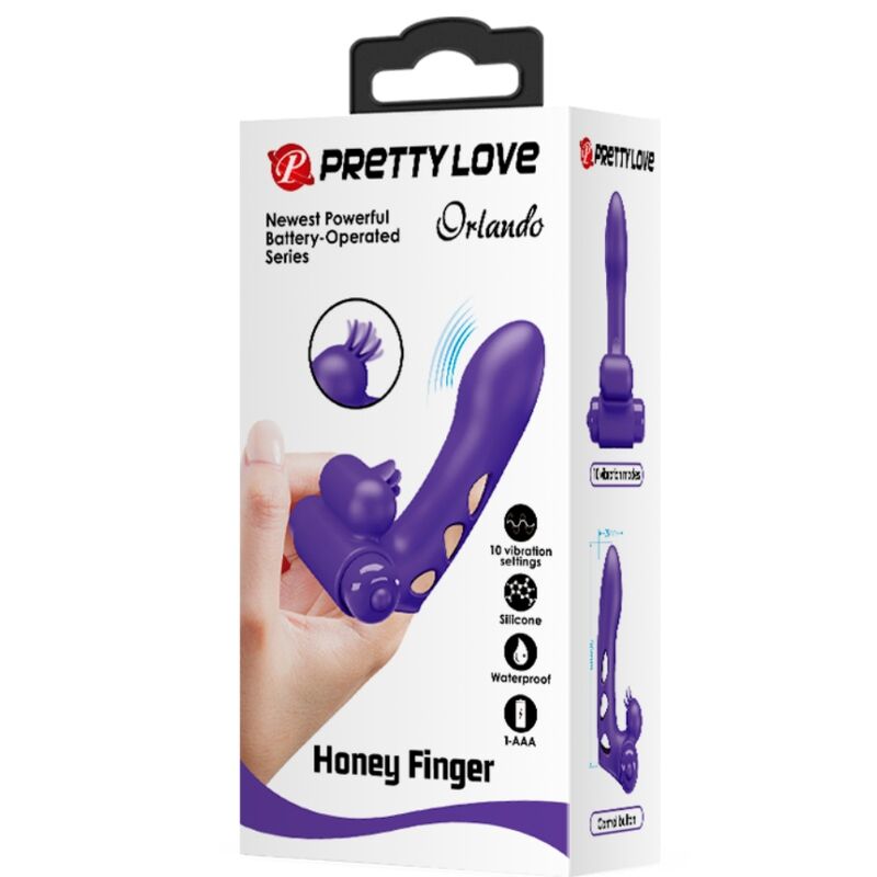 Vibrator de Deget, Pretty Love - Orlando, 10 Functii de Vibratie, Mov