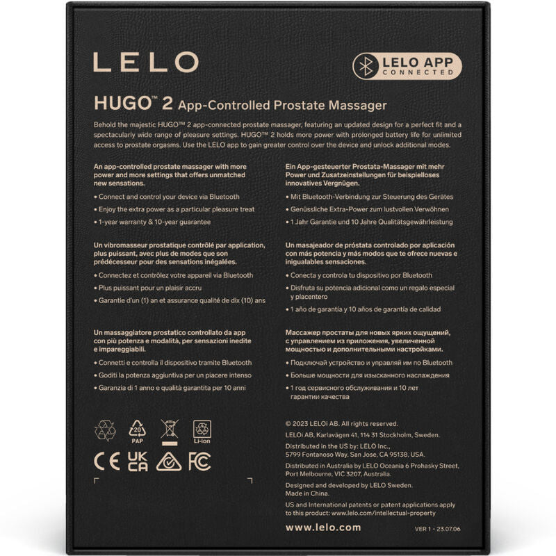 Vibrator Prostata, Lelo - Hugo 2, Compatibil cu Aplicatia Lelo, Verde/Negru