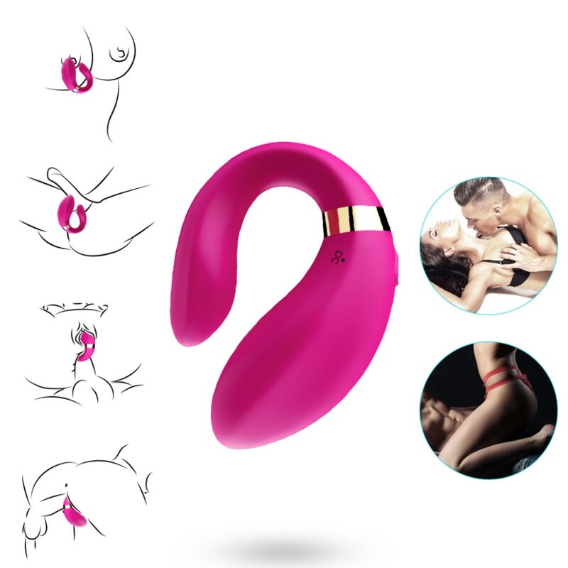 Vibrator pentru Cupluri, Armony - Crescent, cu Telecomanda, Roz