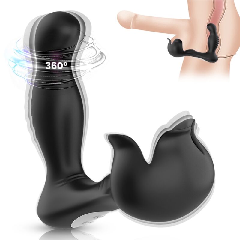 Vibrator Anal si Stimulator Testicule, Armony, Telecomanda, Negru