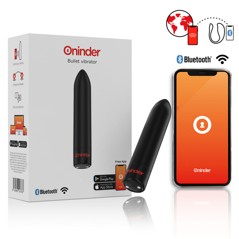 Vibrator Bullet, Oninder - Berlin, Control prin Aplicatie, 8.5 X 2 CM Negru