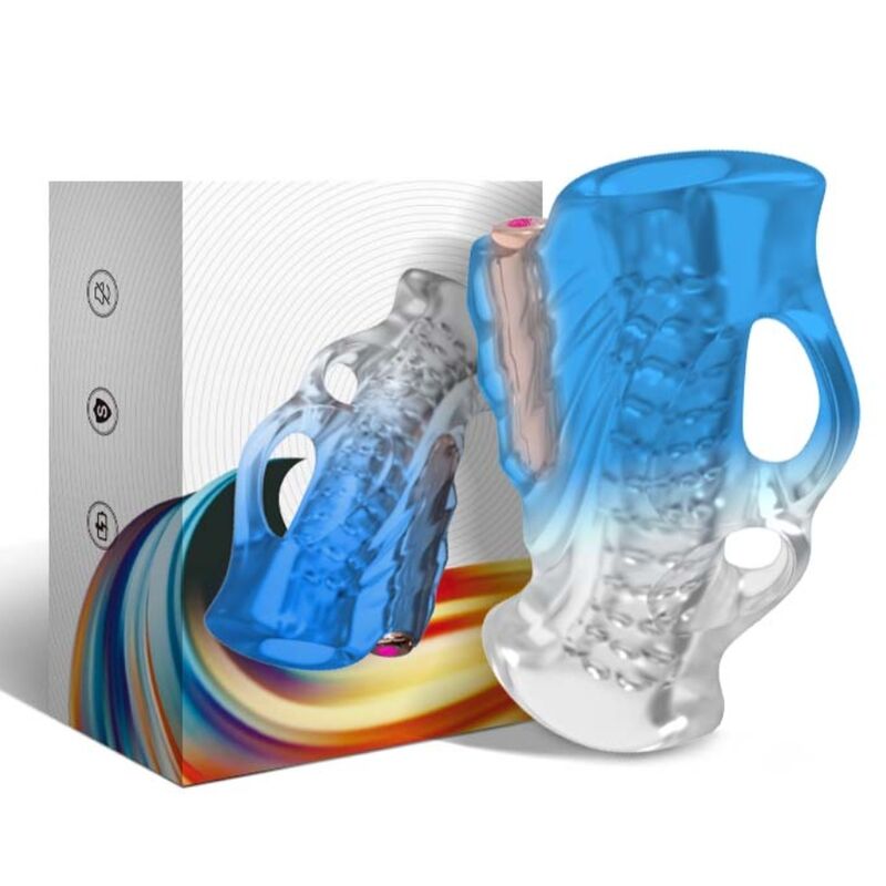 Masturbator si Vibrator de Deget, Armony, 10 Moduri de Vibratie, Albastru Gradient